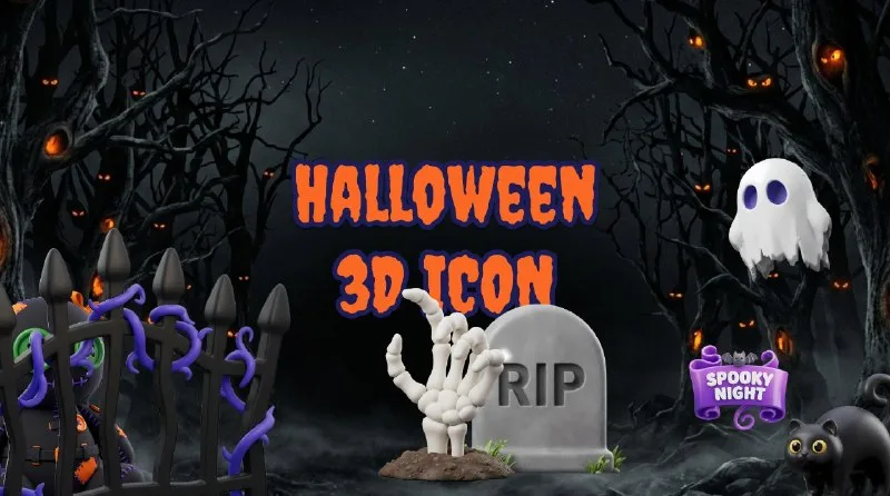 Превью публикации: Spooky 3D Halloween Icon Pack