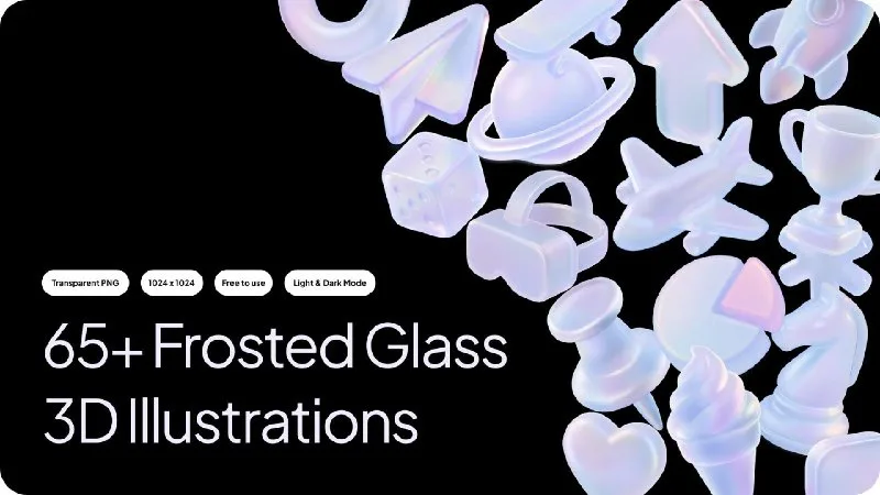 Превью публикации: 65+ Frosted Glass 3D Illustrations / Icons