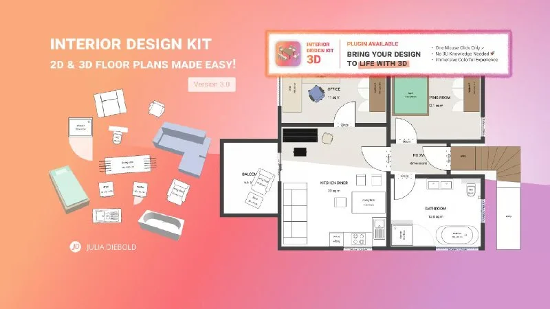 Превью публикации: Interior Design Kit - Floor plans made easy!
