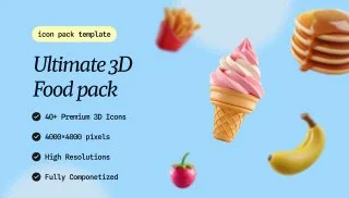 Превью публикации: Ultimate 3D Food Icon Pack